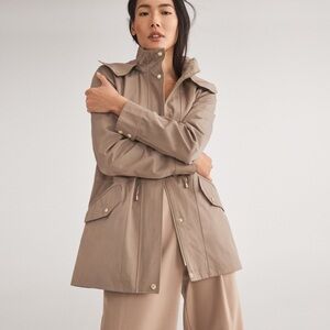 Cole Haan Mauve Tan Utility Jacket with Hood and Drawstring Size Small